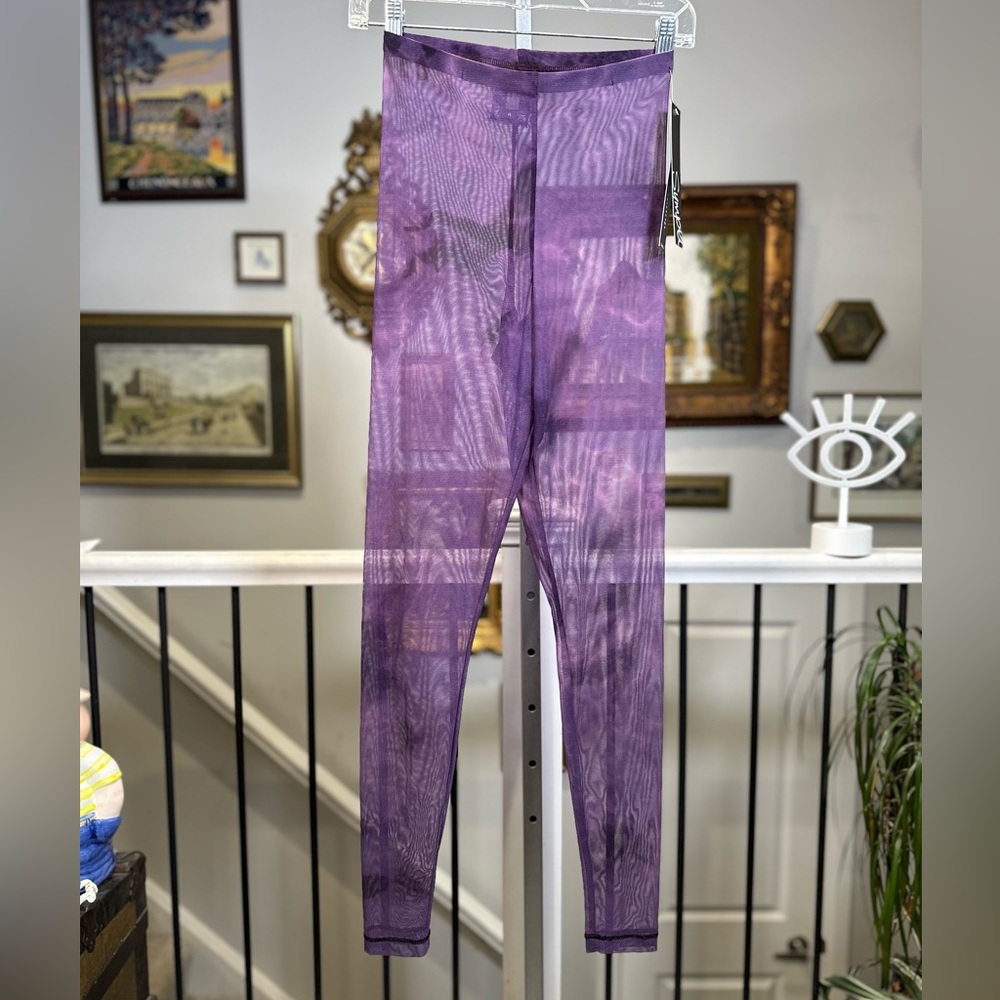 Sympli Barely Legging Long Mesh Tie Dye Merlot Size 4 NWT